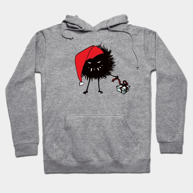 Evil Christmas Bug With Present Hoodie by Boriana Giormova